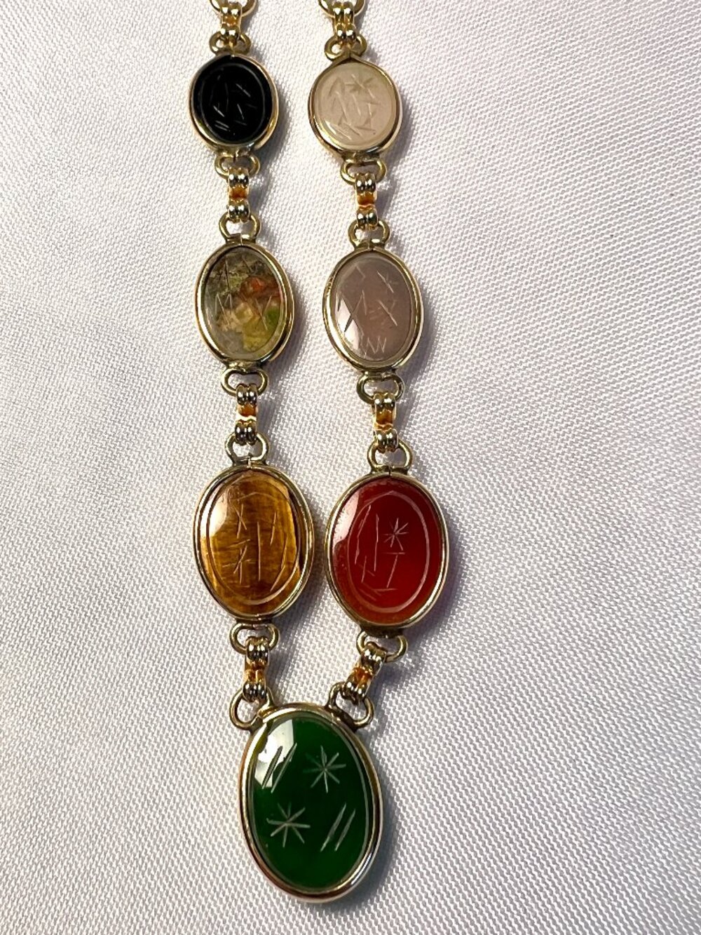 Vintage Scarab Gemstone Charm Necklace - SB5D3